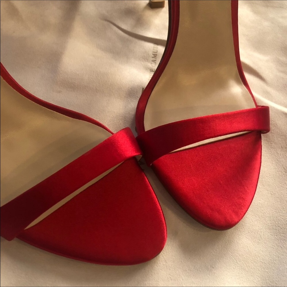NWT Satin Crimson Studded/Mirrored GoldStiletto - Picture 8 of 16